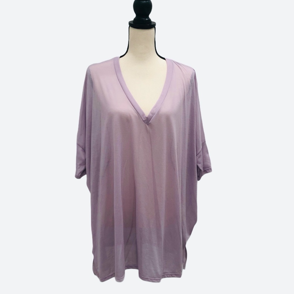 PIPER & SPARROW MAUVE/PINK V NECK OVERSIZED SHIRT
